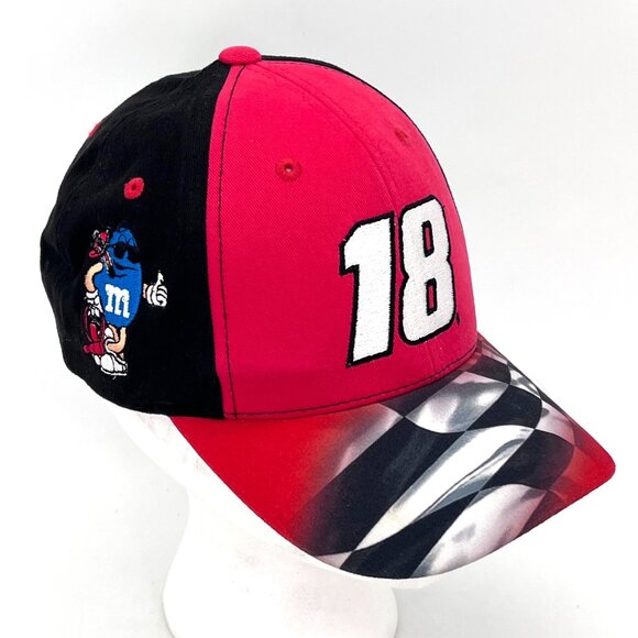Kyle Busch #18 NASCAR M&Ms Joe Gibbs Racing Cap Hat 2016 Adjustable Red Black - Picture 3 of 12